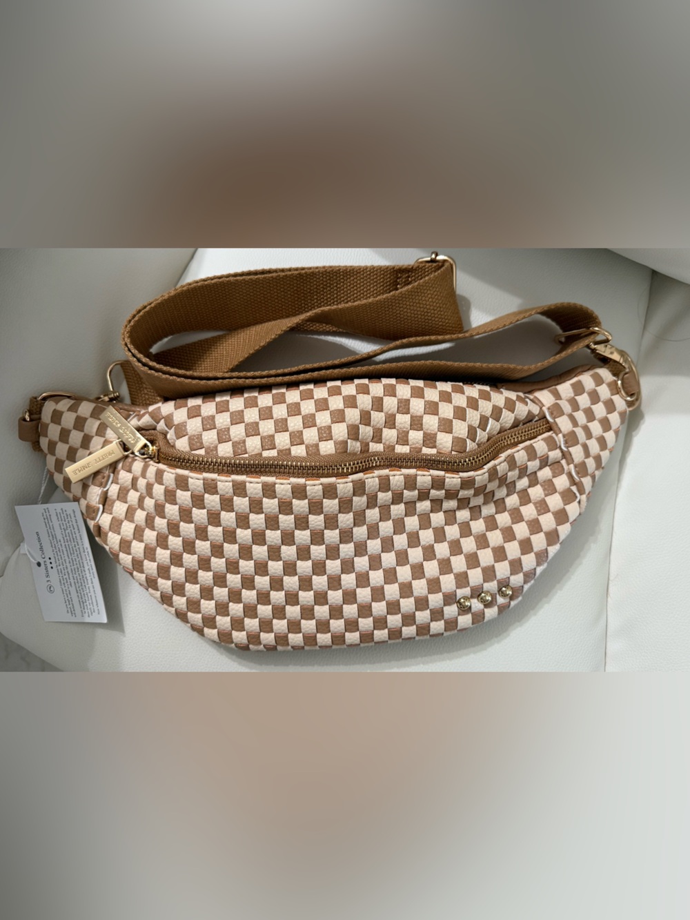 WOVEN SUSIE SIDEKICK BUM BAG- CHECKERED TAN